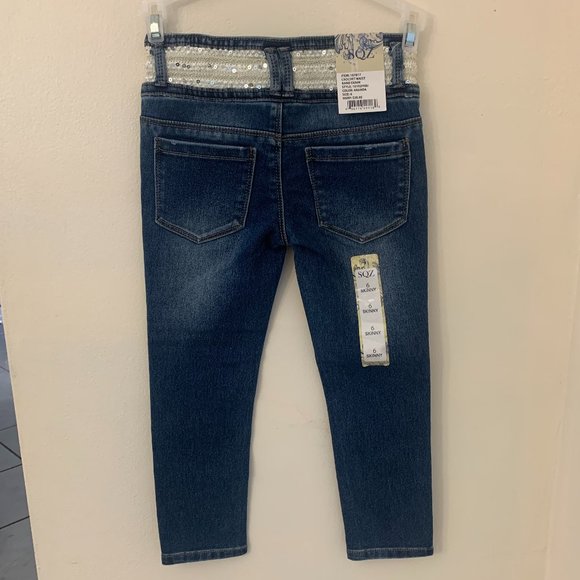 SQZ Girls Jeans with Sequined Detail on Top - NWT - Picture 3 of 7